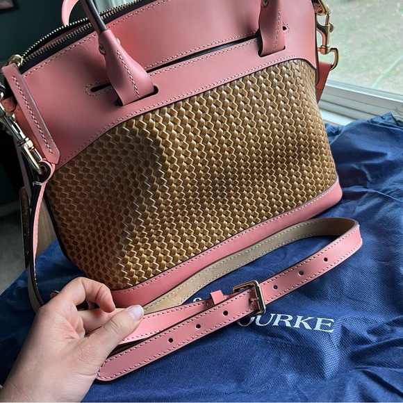Dooney & Bourke Beacon Woven Pink and Tan Satchel - Picture 8 of 13